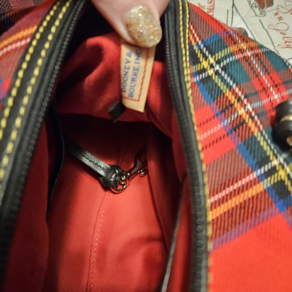 Dooney & Bourke Tartan Wool Red Plaid Satchel Set - Picture 8 of 16